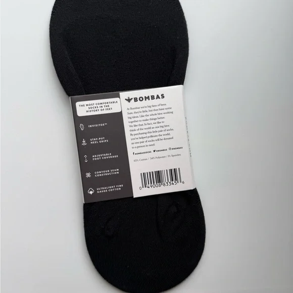 NEW!! Bombas Women's Low-Cut No Show Socks - Black - Picture 2 of 2